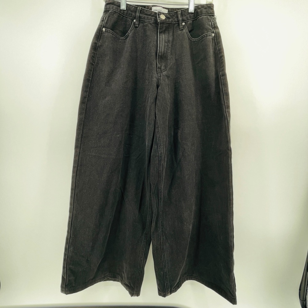PRINCESS POLLY Black Wide Leg Denim Jeans Pants US 4 AU 8 EU 36